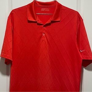 Nike Golf Mens XL Bold Red Patterned Athletic Business Casual Polo Shirt Preppy